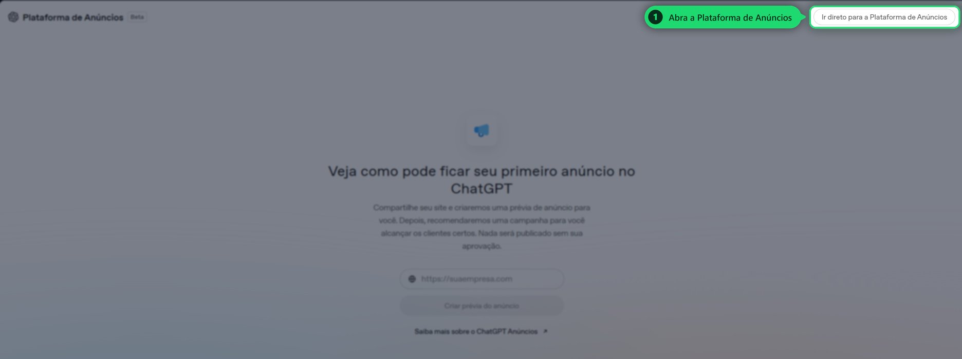 Abrir a Plataforma de Anúncios da OpenAI