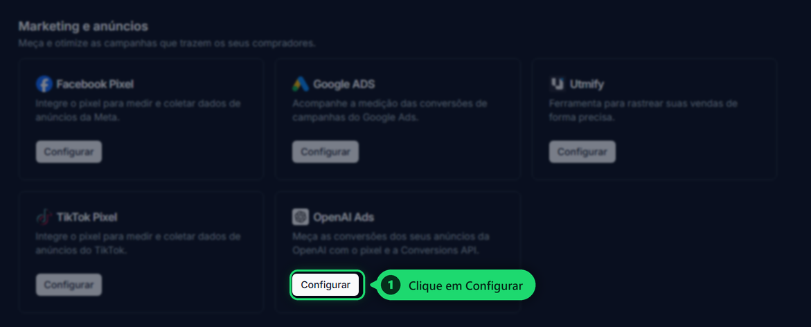 Abrir a integração OpenAI Ads