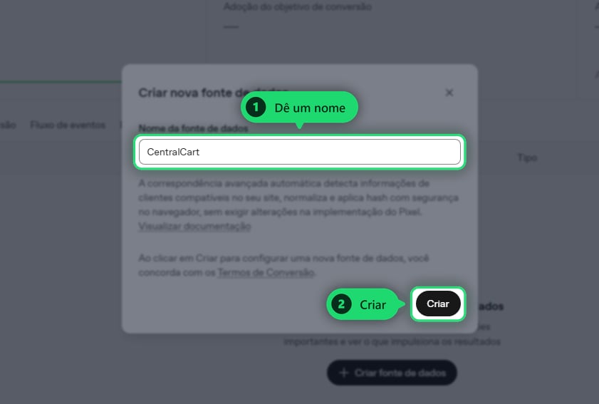 Dar um nome para a fonte de dados