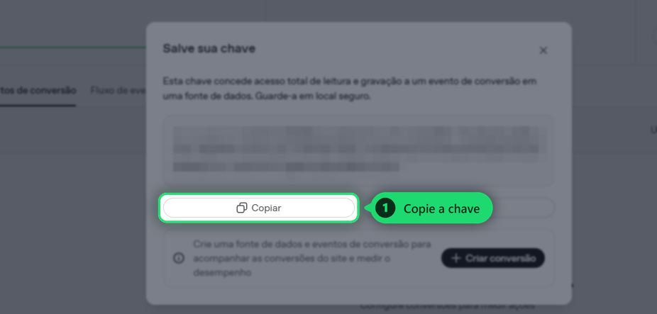 Copiar a chave gerada