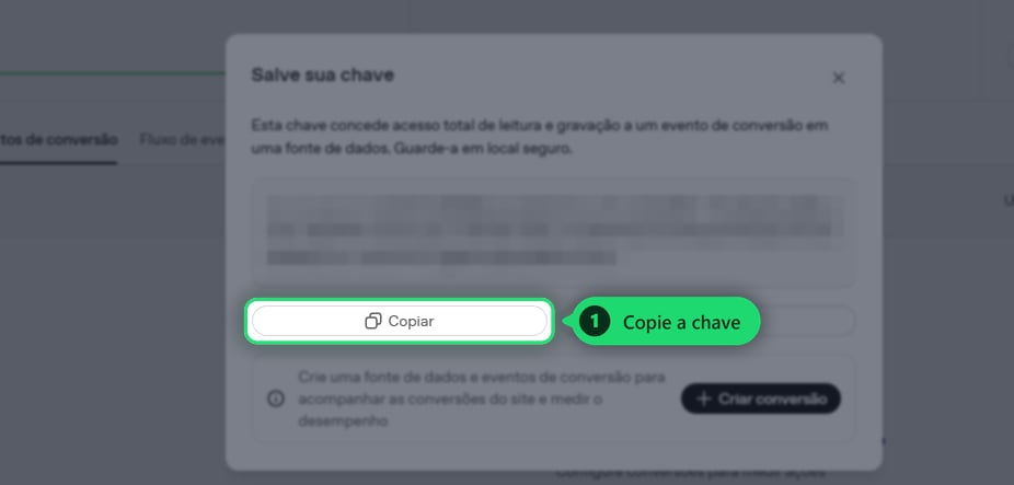 Copiar a chave gerada