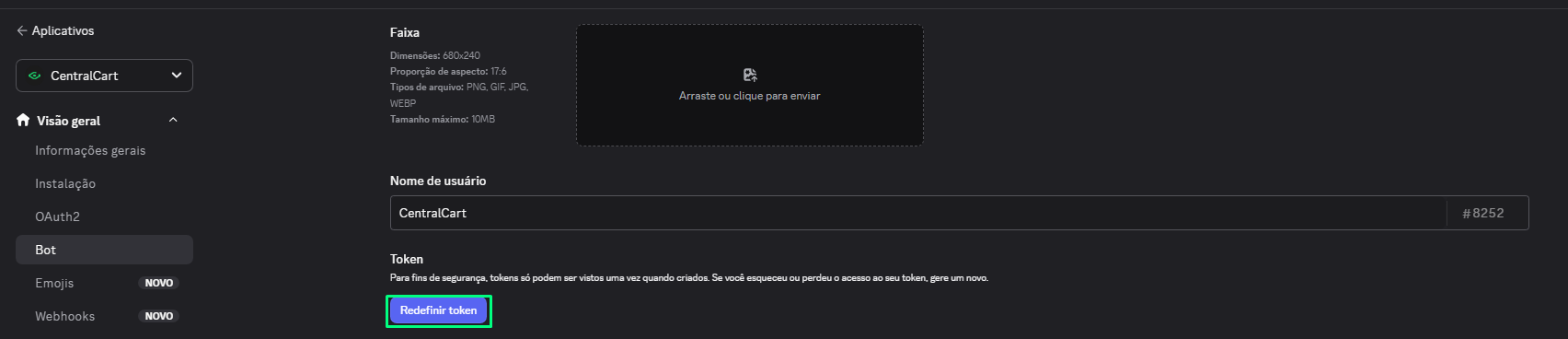 Informações da aplicação