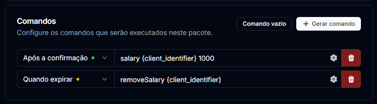 Comando para remover o salário