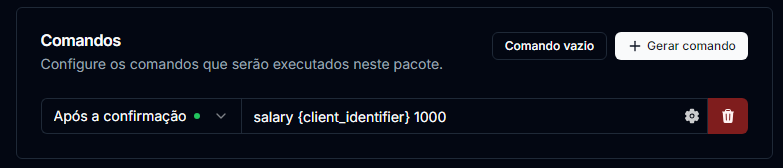 Comando para adicionar o salário