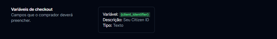 Variável do checkout
