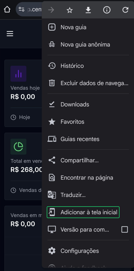 Painel da CentralCart