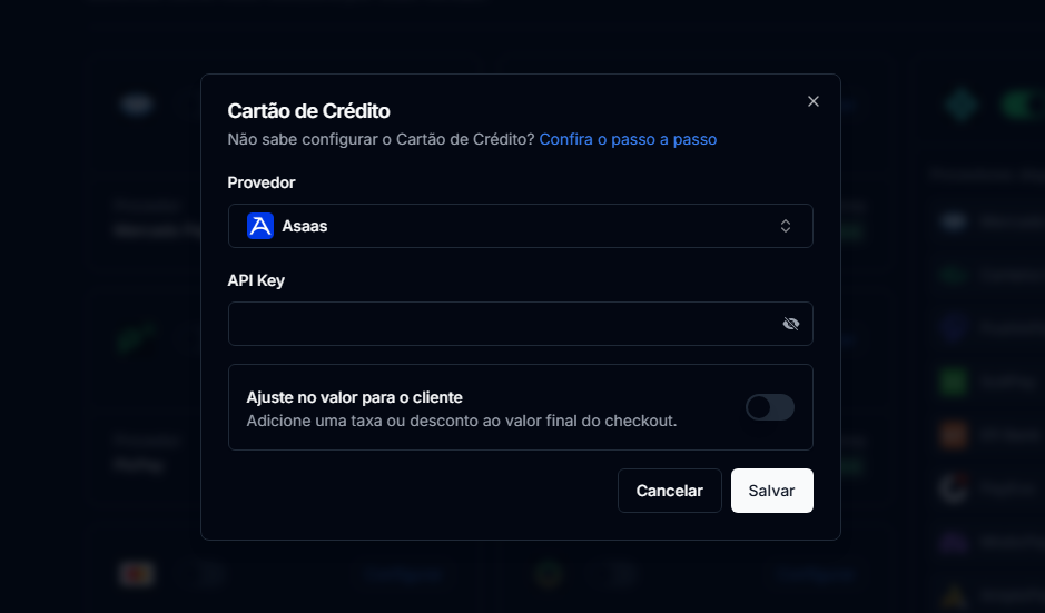 Vinculando Asaas na CentralCart