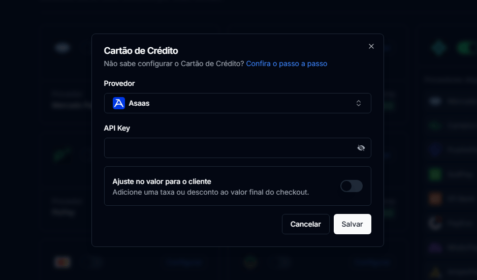 Vinculando Asaas na CentralCart