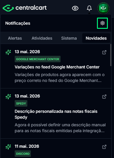 Notificação no aplicativo