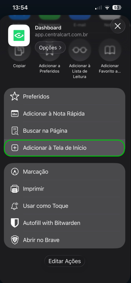 Painel da CentralCart
