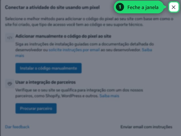 Fechar a janela de instalação do código