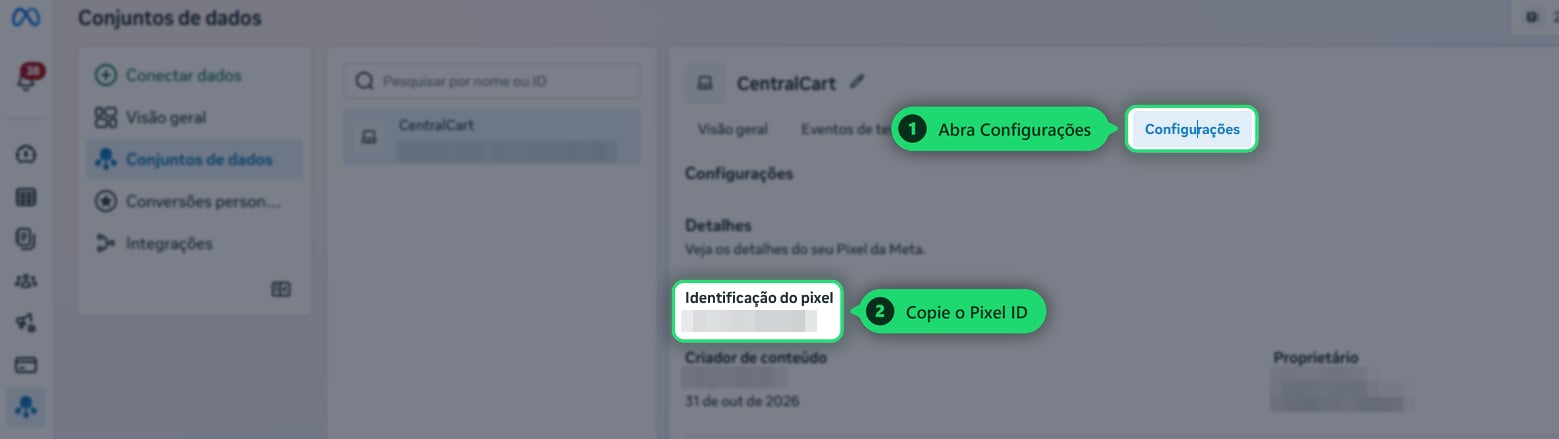 Copiar a identificação do pixel