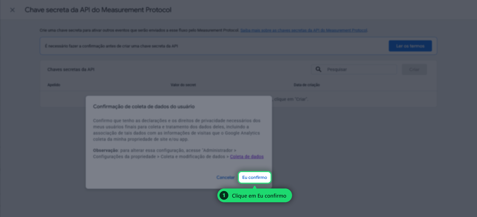 Confirmar a coleta de dados
