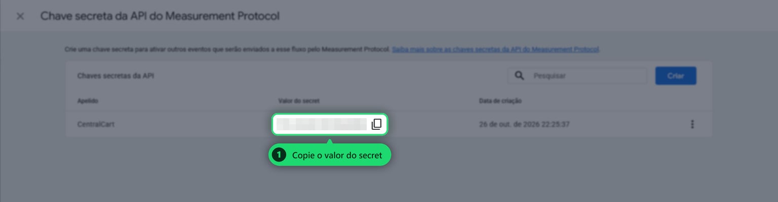 Copiar o valor do secret