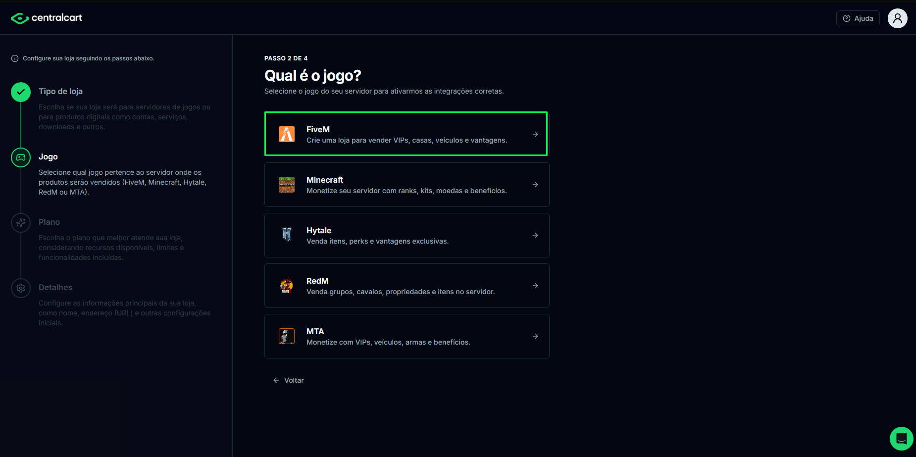 Escolhendo o jogo