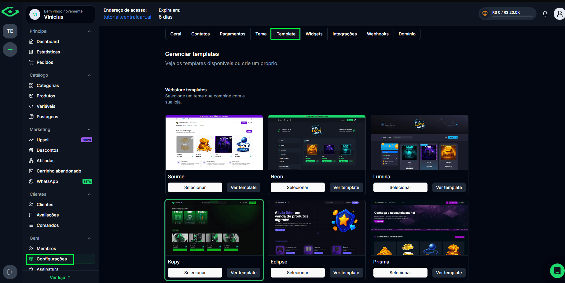 Gerenciar templates