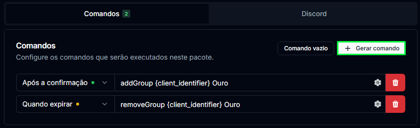 Os dois comandos do VIP