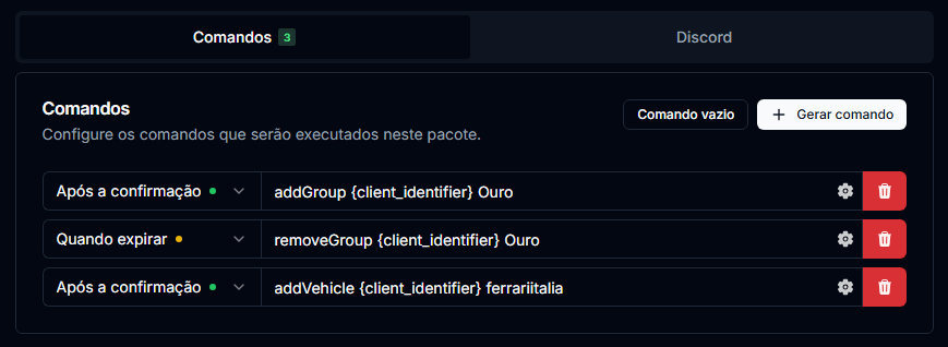 Os três comandos do produto