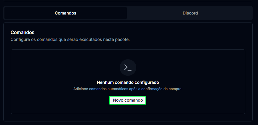 Aba de comandos