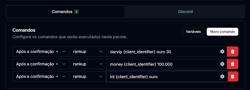 Os três comandos do produto