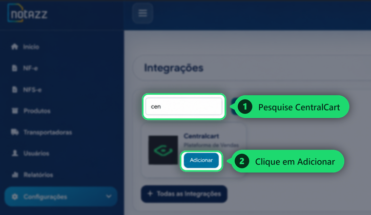 Pesquisar CentralCart e adicionar