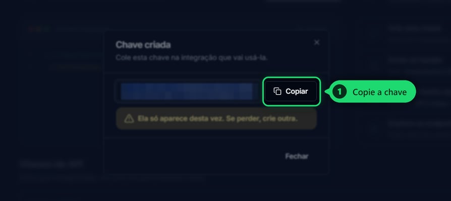Copiar a chave criada