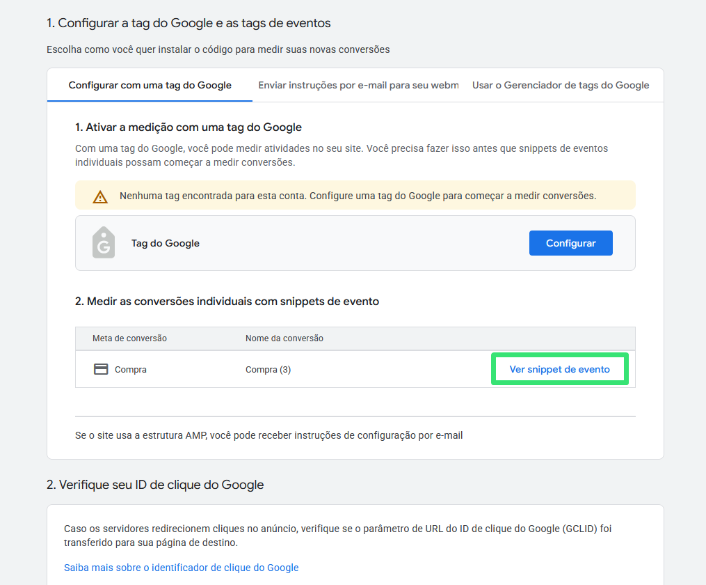 Ver snippet de evento