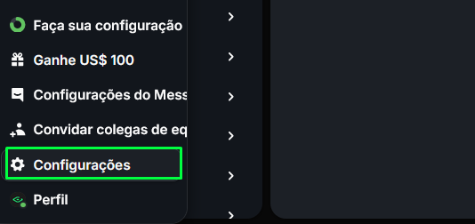 Acessando as configurações no Intercom
