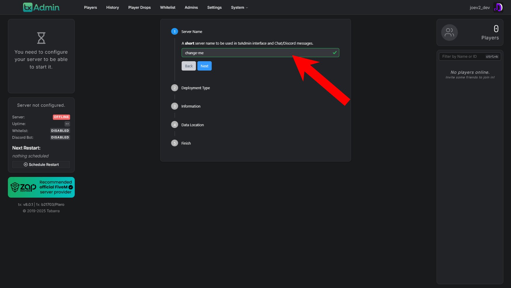 txAdmin Setup Page