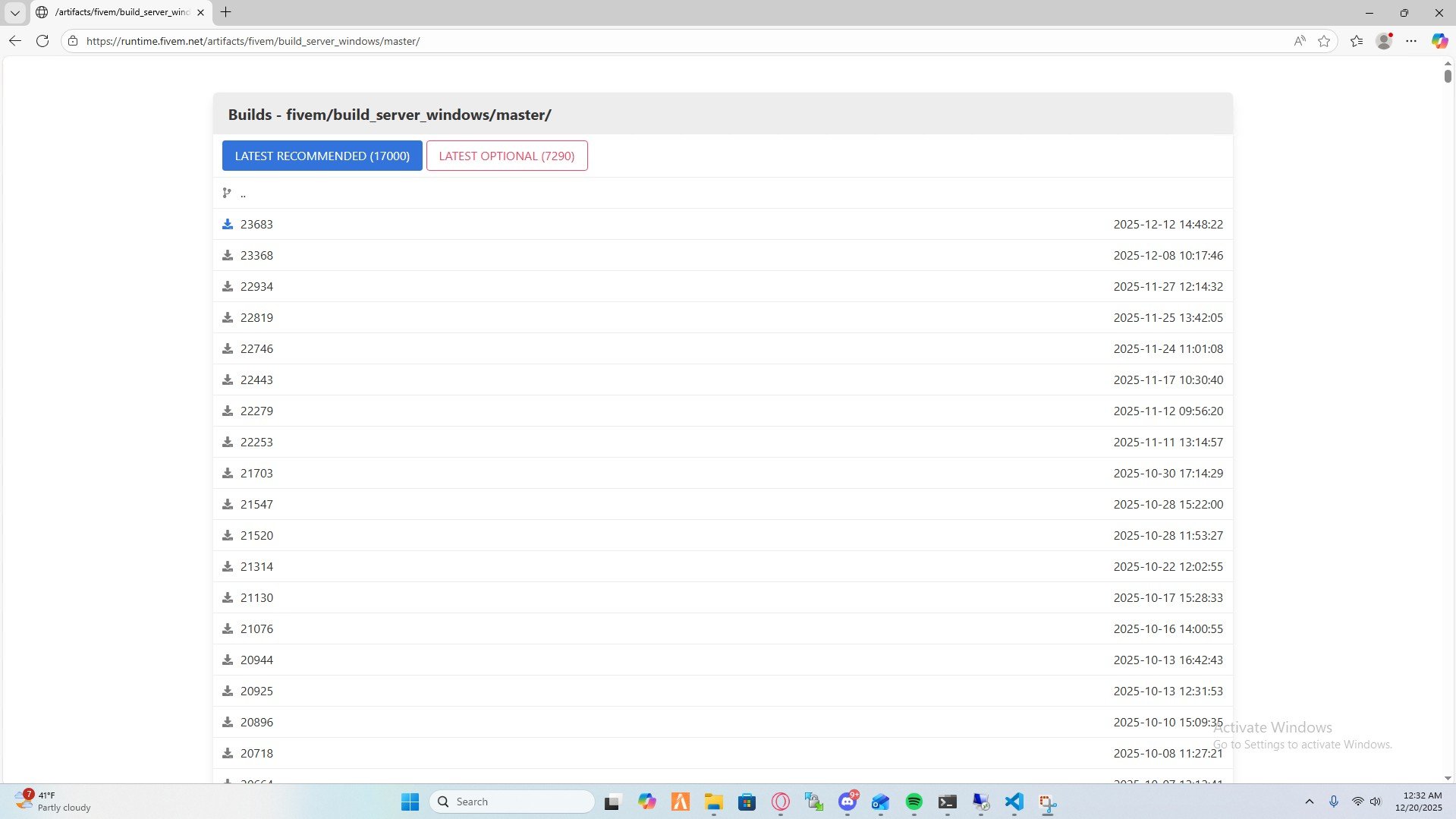 Downloading FiveM server files