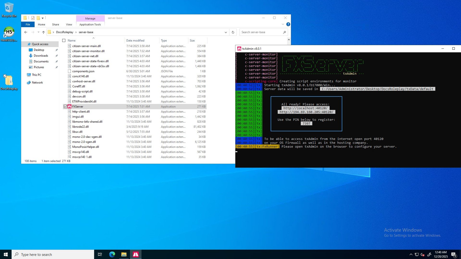Starting the FiveM server