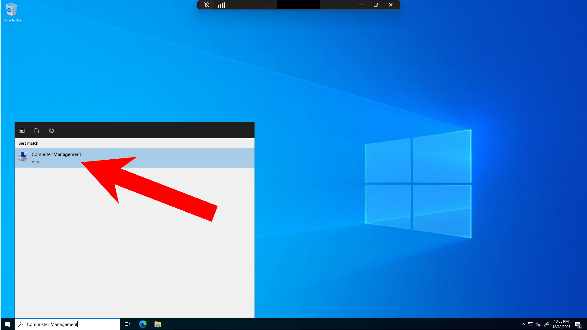 Search for Computer Management