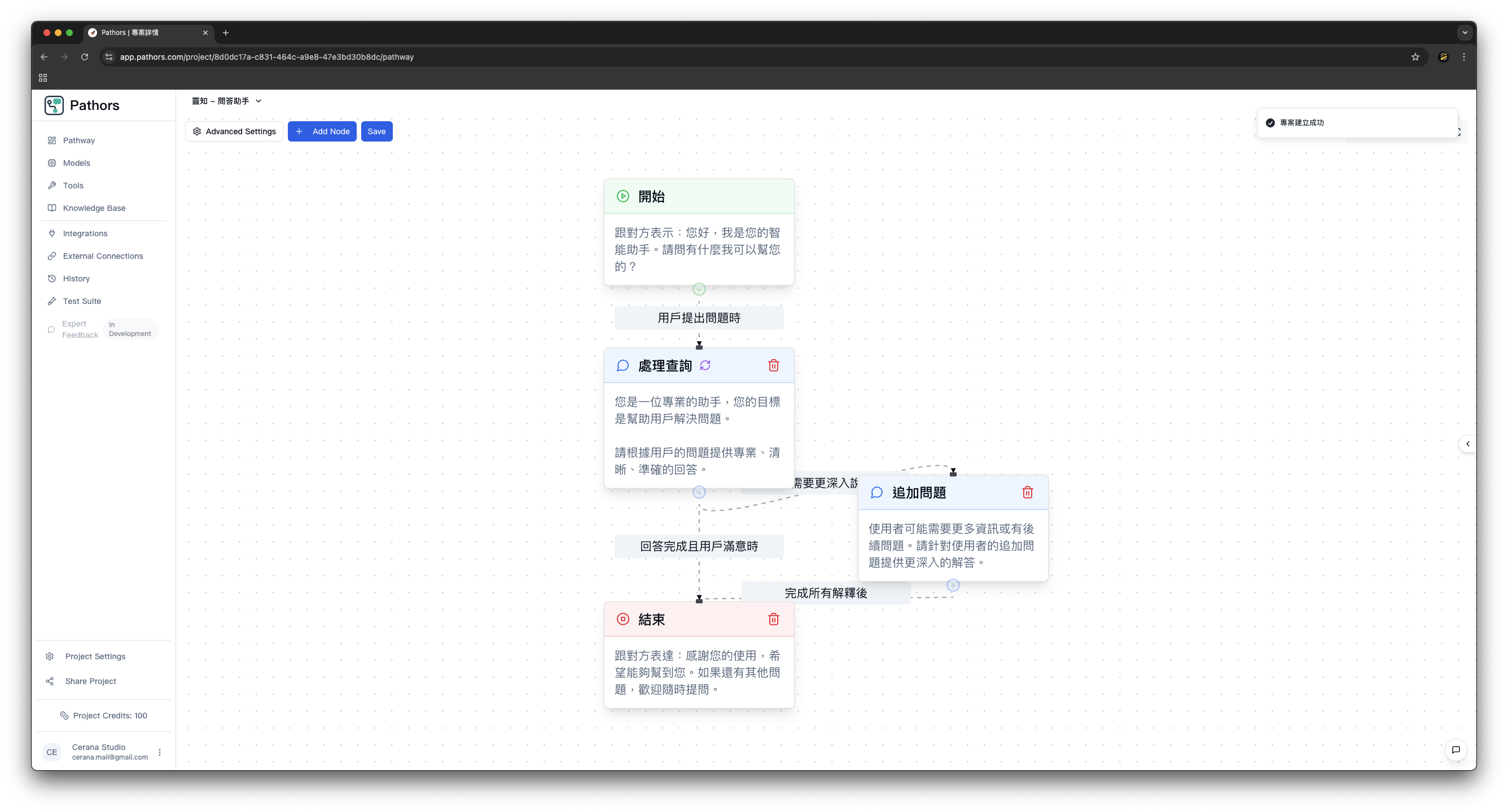 成功建立 Workflow 並套用預設模板