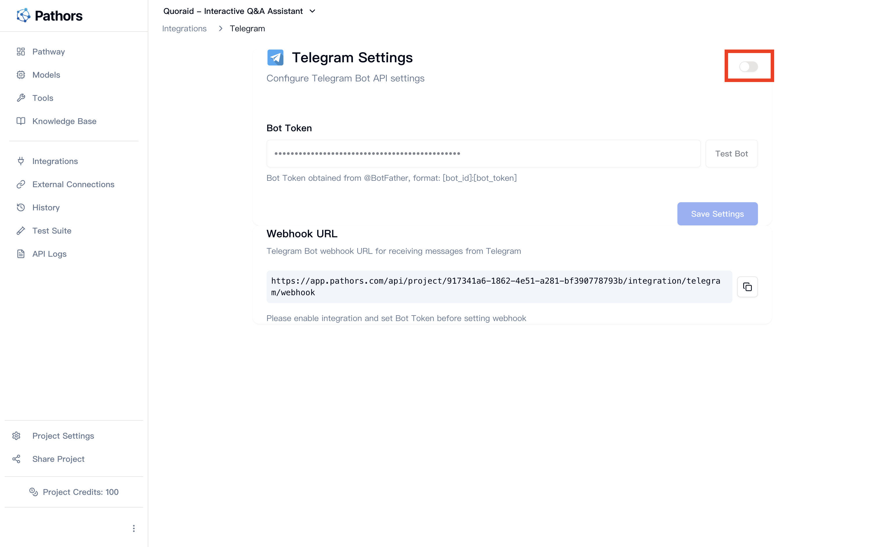 Enable Telegram Integration