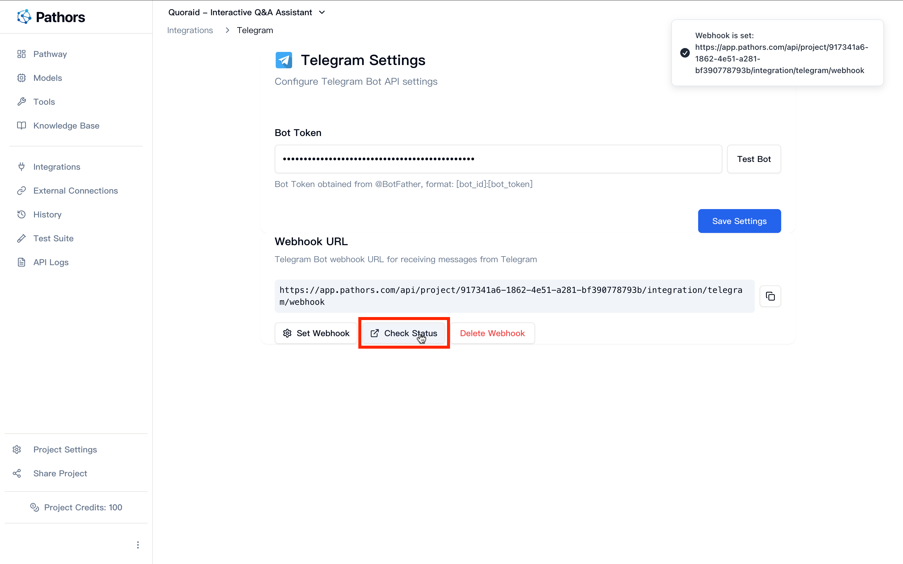 Check Webhook Status