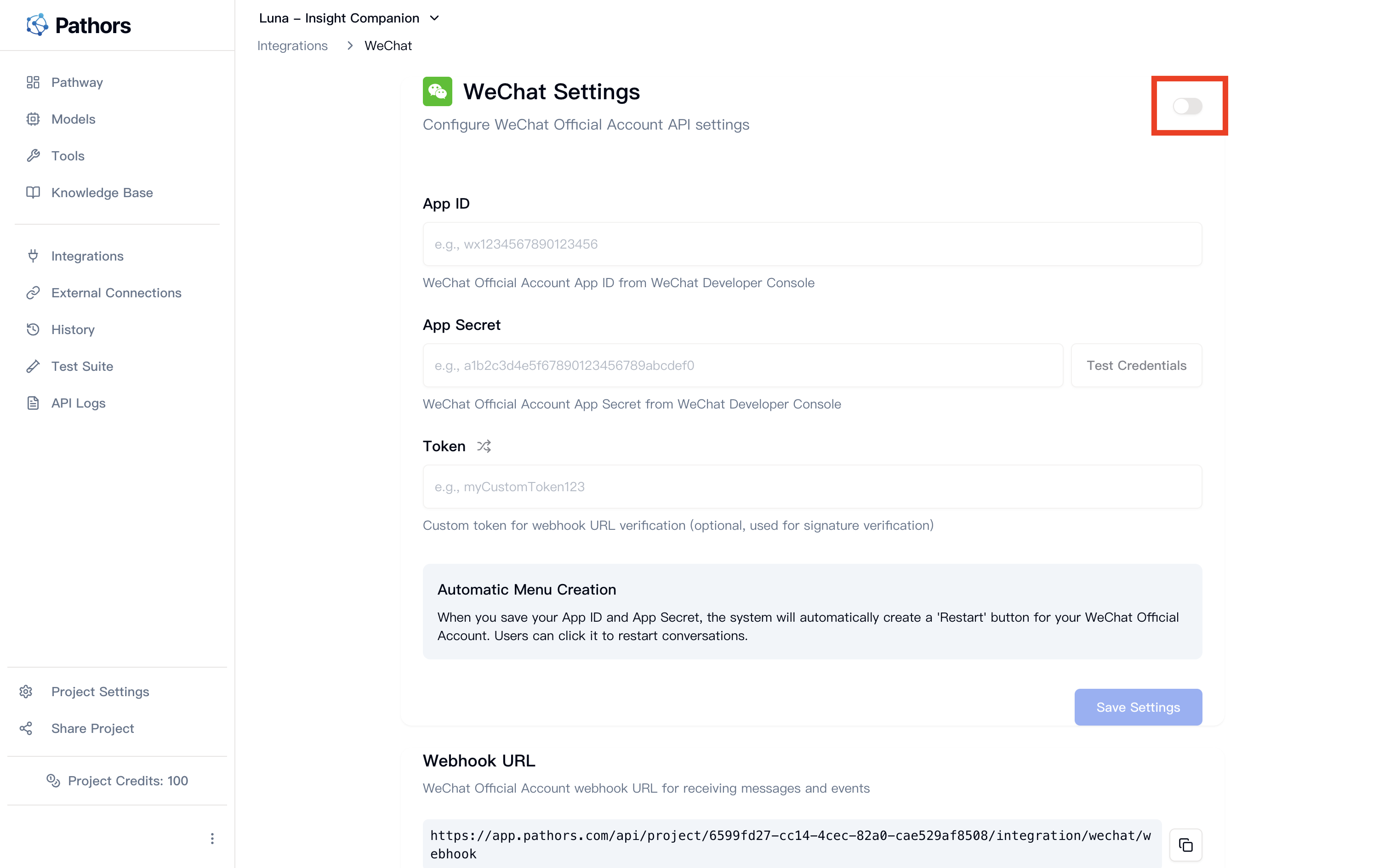 Enable WeChat Integration in Pathors