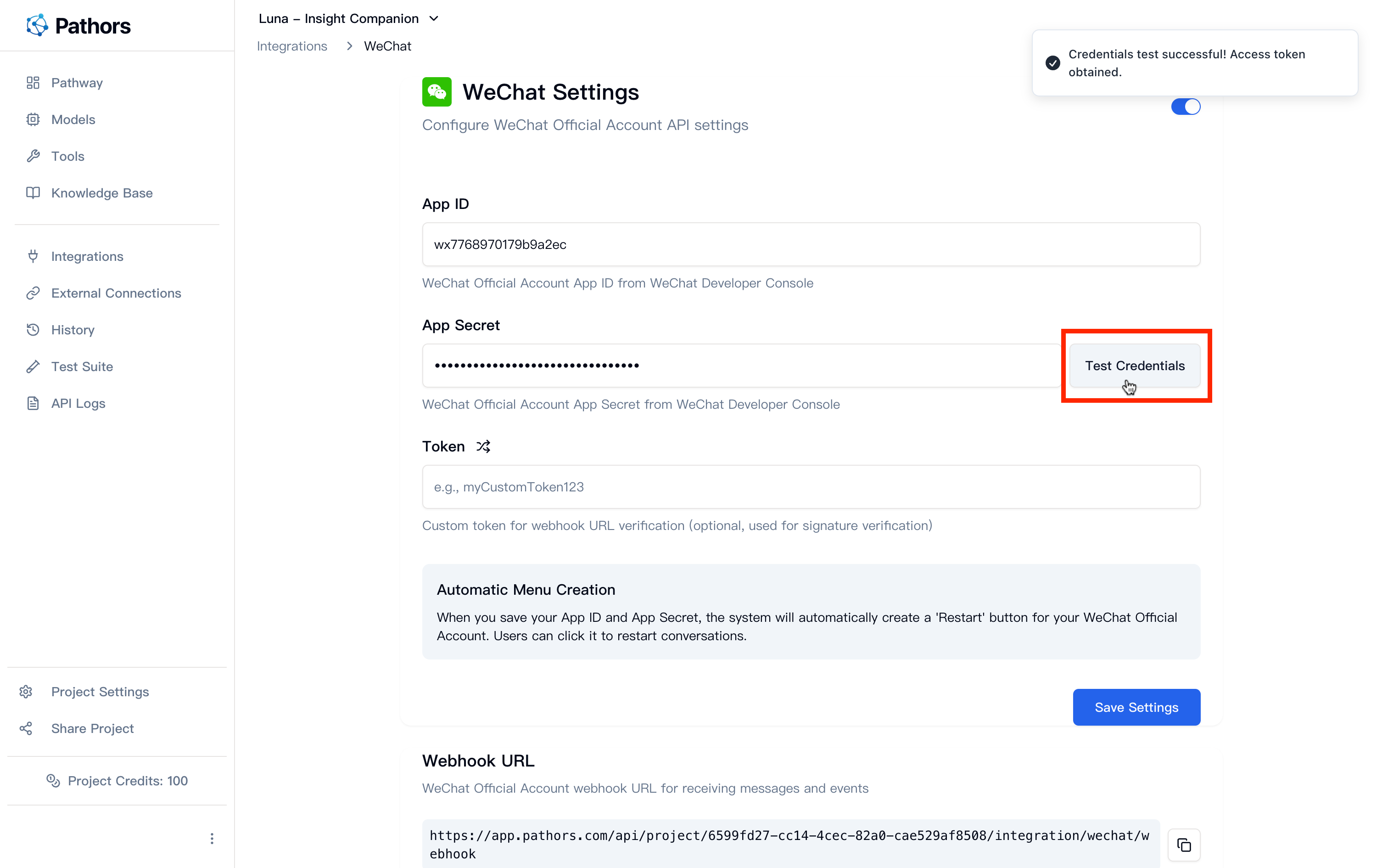 Configure WeChat Credentials