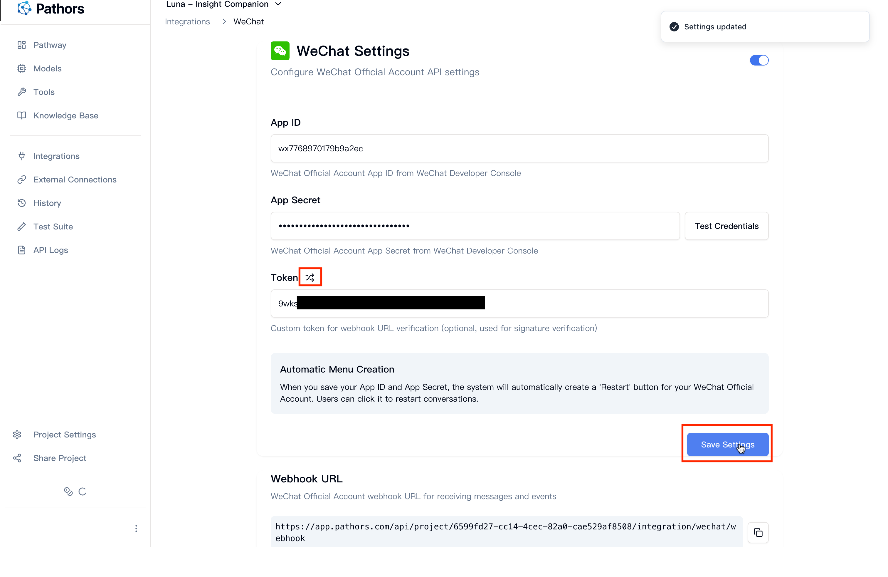 Save WeChat Configuration