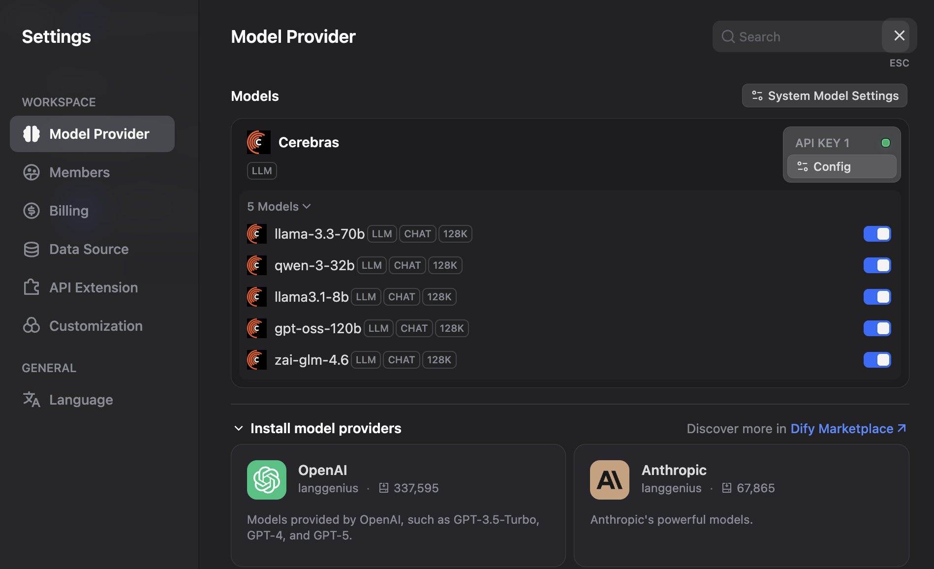 Dify Model Providers Configuration