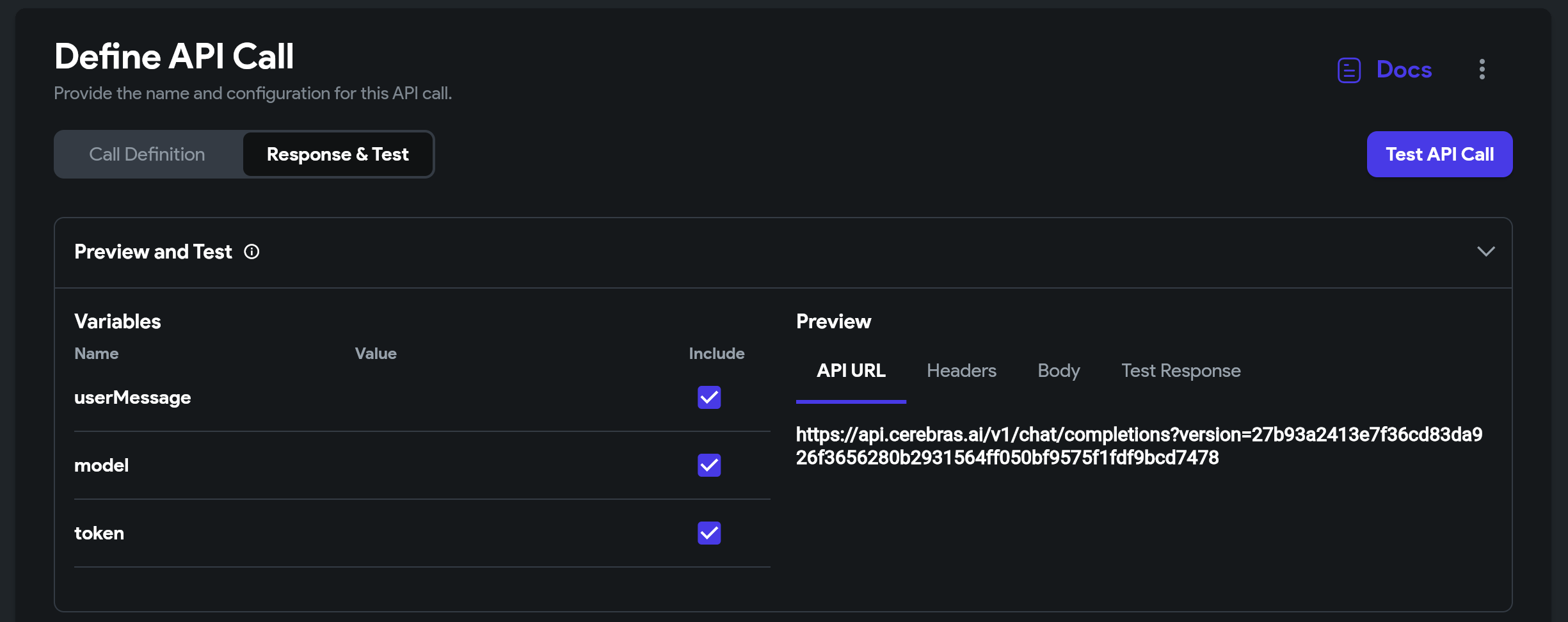 Configure Request Body