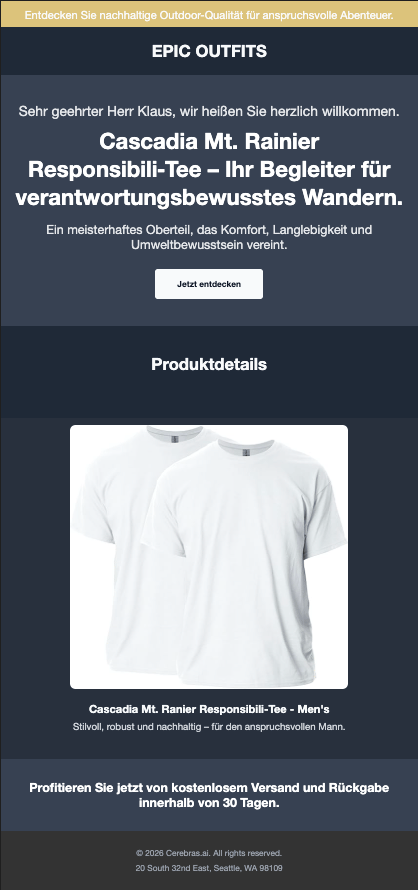 Personalized page for Klaus - formal German with white accent