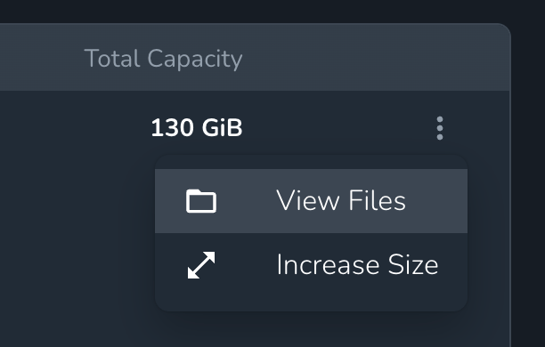 Volume resize option in the Cerebrium dashboard