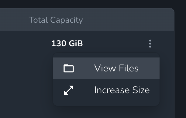 Volume resize option in the Cerebrium dashboard