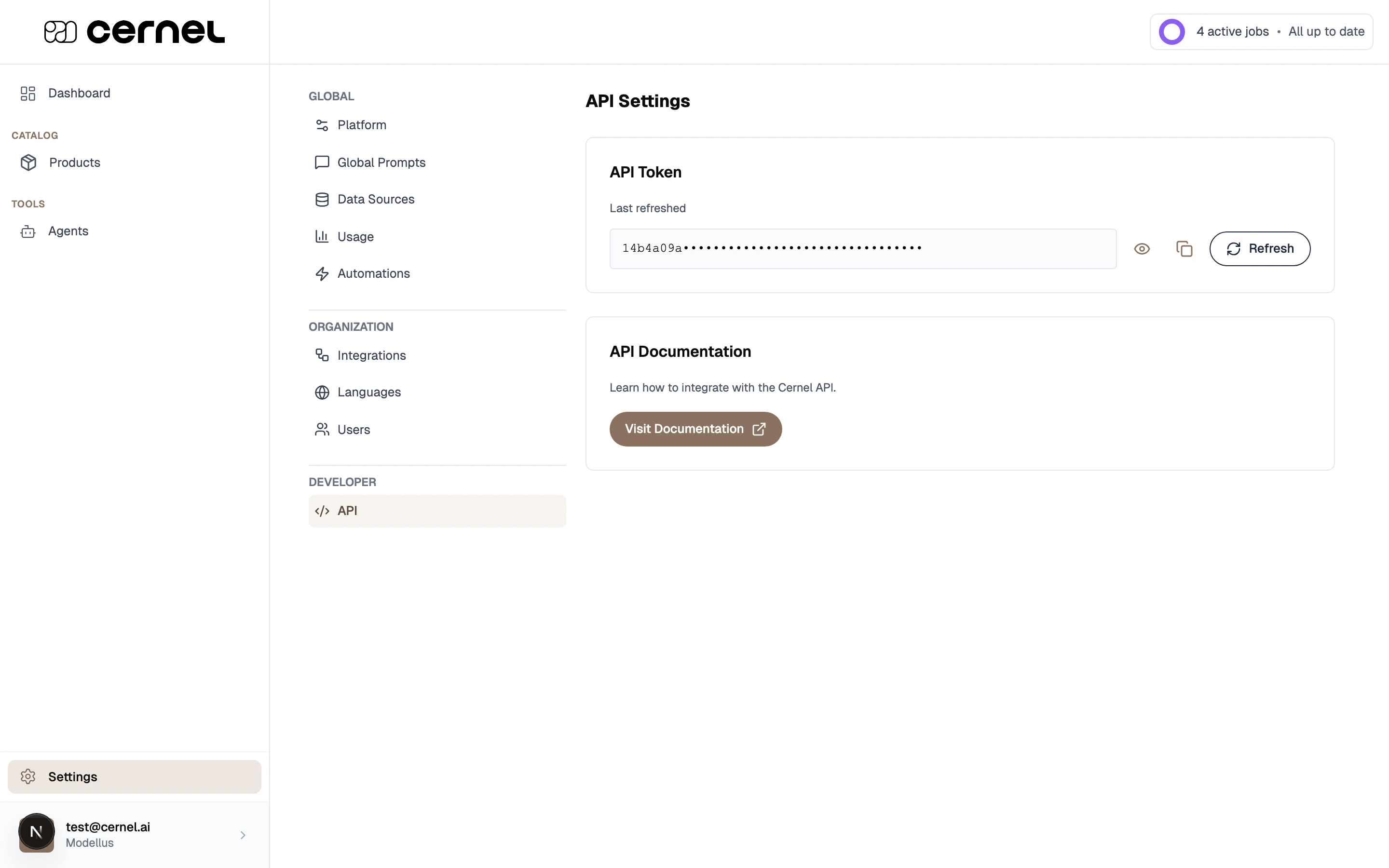 The API Integration configuration showing fields for Integration Name, Language, Product Identifier Field (showing 'id'), and Product Title Field (showing 'title')