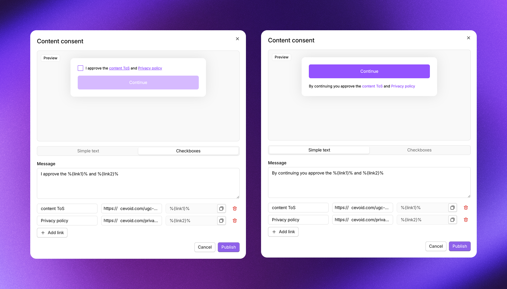 Legal policy configuration