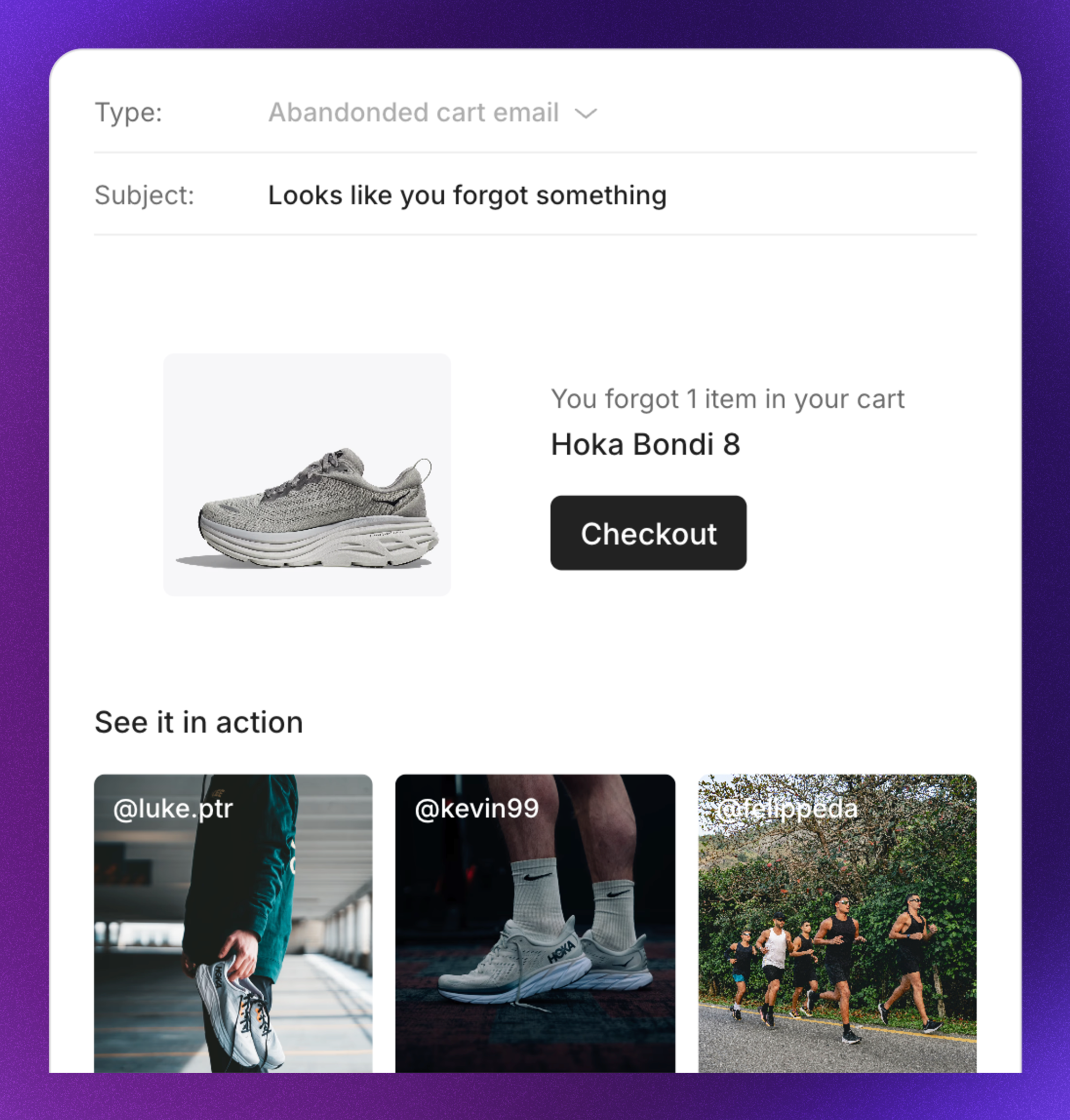 Email widget example