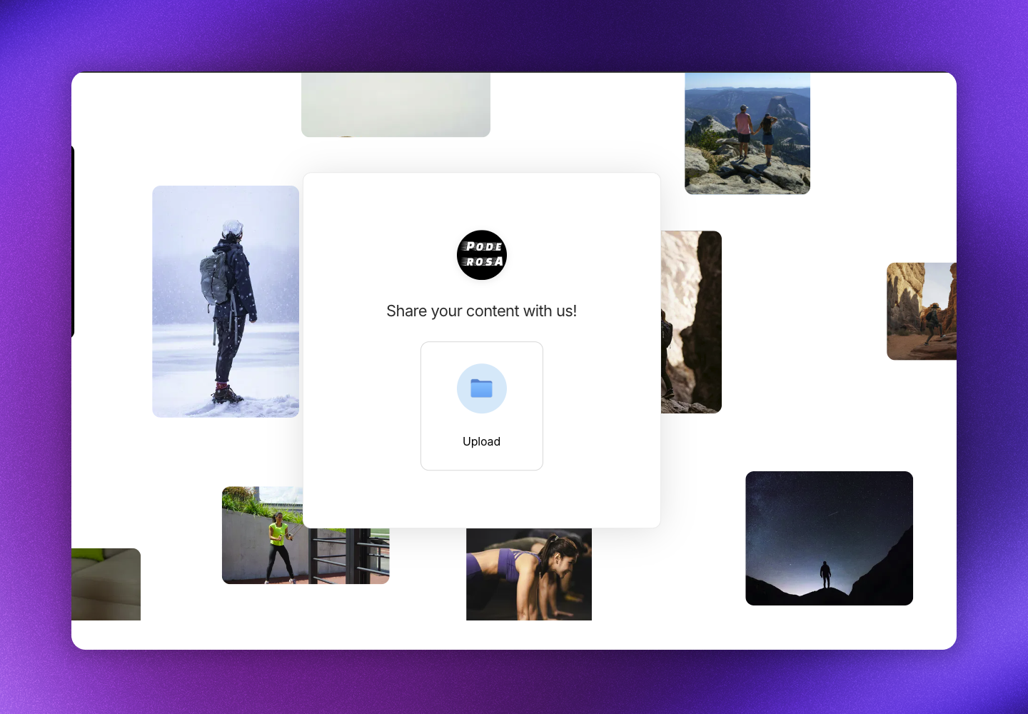 Upload form start screen