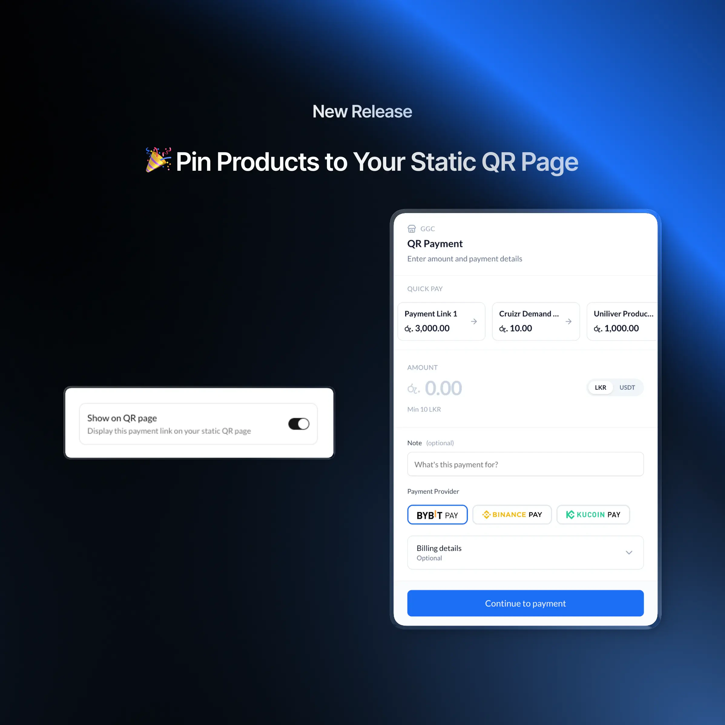 Pin Products to QR Page