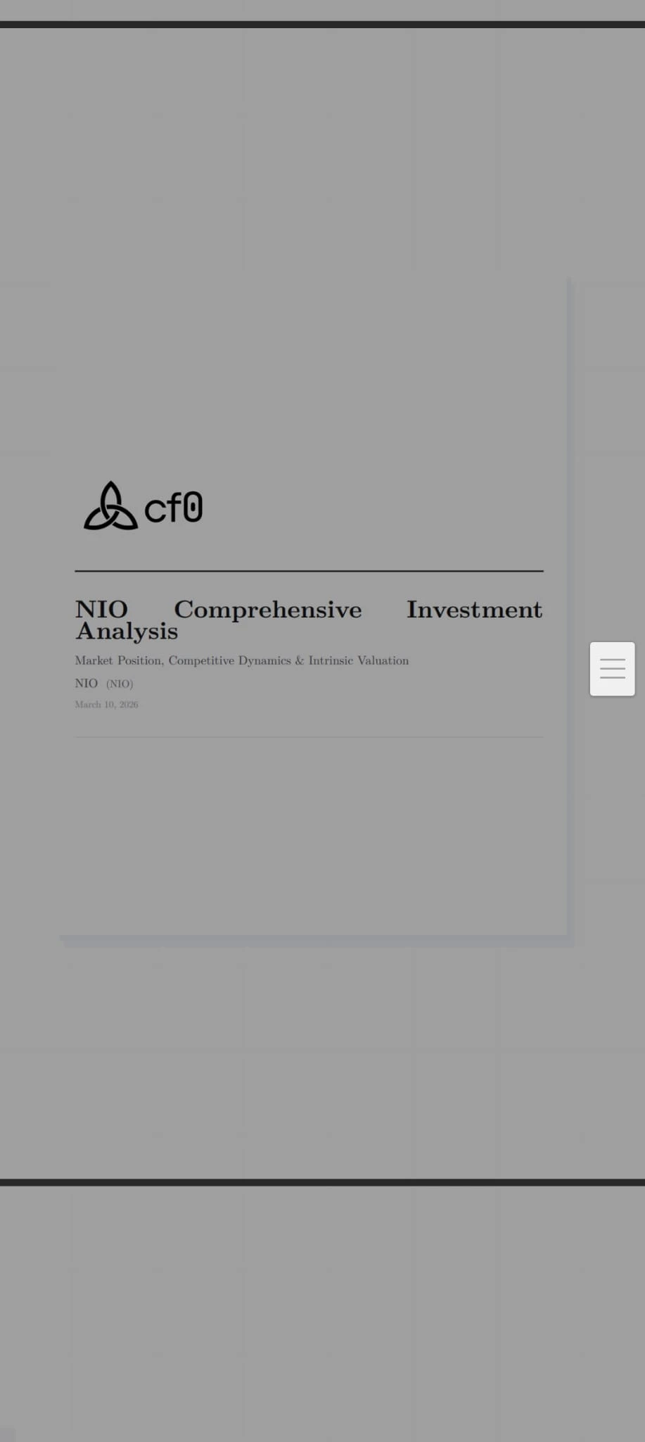 Example cf0 report cover page — Source Serif 4 typography, brand-correct layout