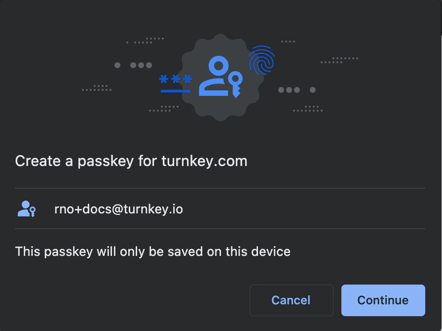 Passkey prompt on 0xkey